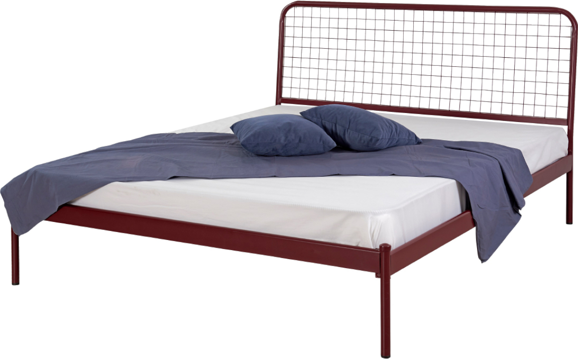 Απεικονίζει Κρεβάτι Διπλό Loren Σκούρο Κόκκινο.